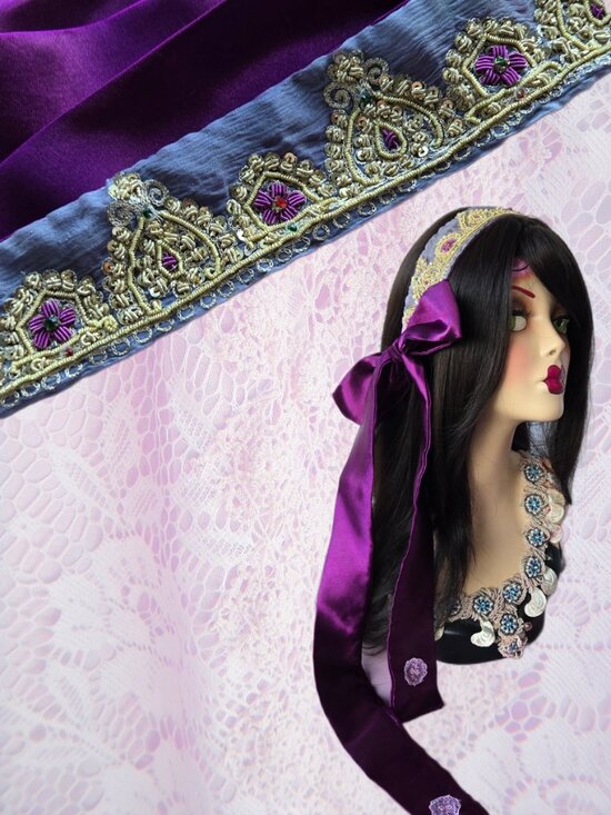 Handmade Lavender Satin and Embroidered Sash Y2k-Style Mermaidcore main image 11